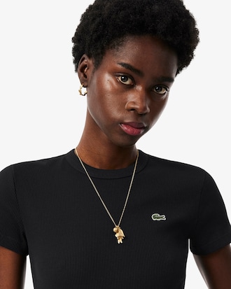 Playera de Corte Slim de Algod&oacute;n Acanalado para Mujer