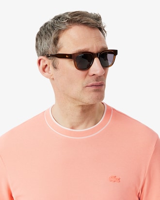 T-shirt en piqu&eacute; stretch &agrave; col ray&eacute;