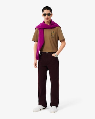 Printed Embroidery Accent Cotton Jersey T-shirt