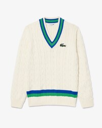 Unisex Striped Wool Cable Knit Sweater