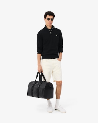 Men's Zip-Up High-Neck Cotton Sweater