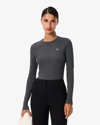 Women's Slim Fit Ribbed Cotton T-Shirt