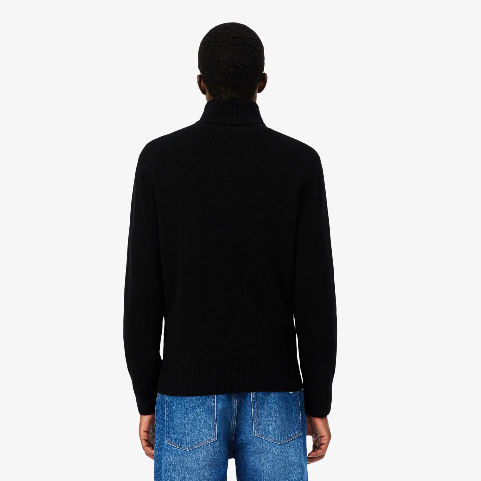 Men's Zip-Up High-Neck Wool Sweater