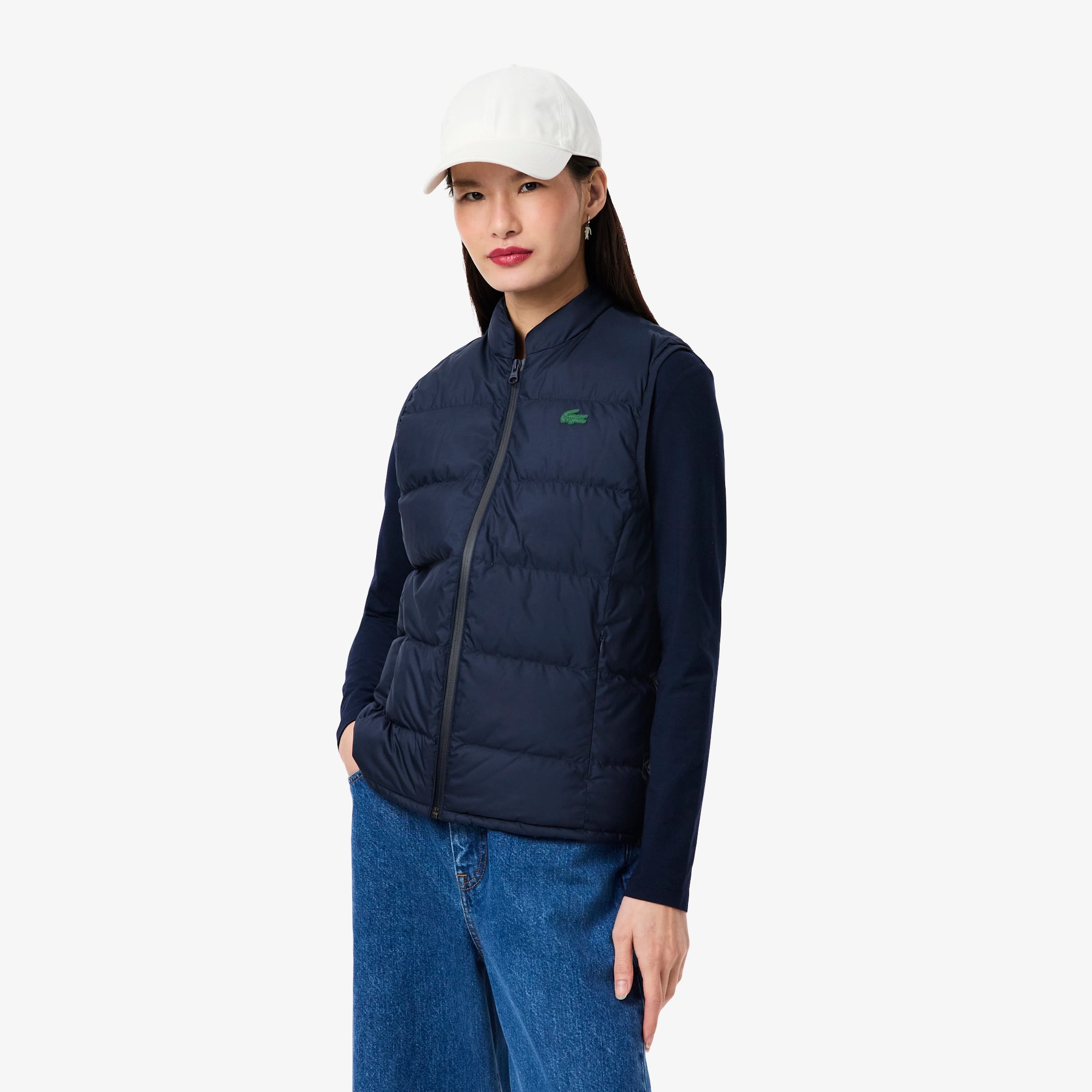 Lacoste Women's Quilted Down Vest - 38 In Blue