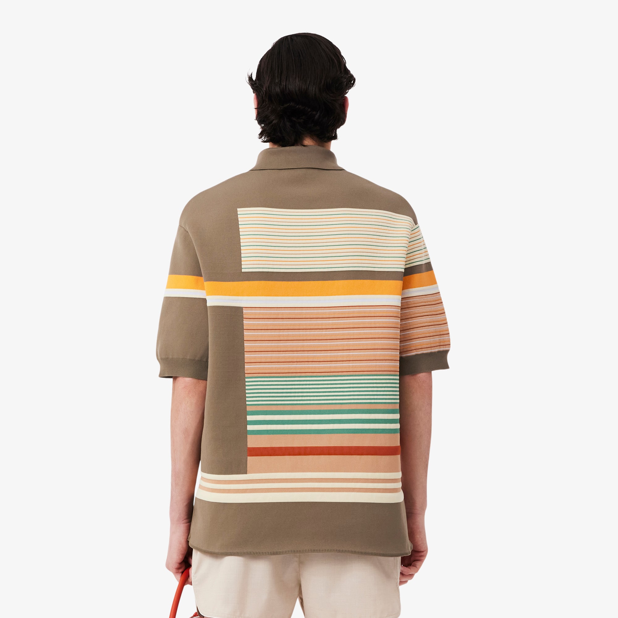 Runway Textured Stripe Polo Collar Sweater