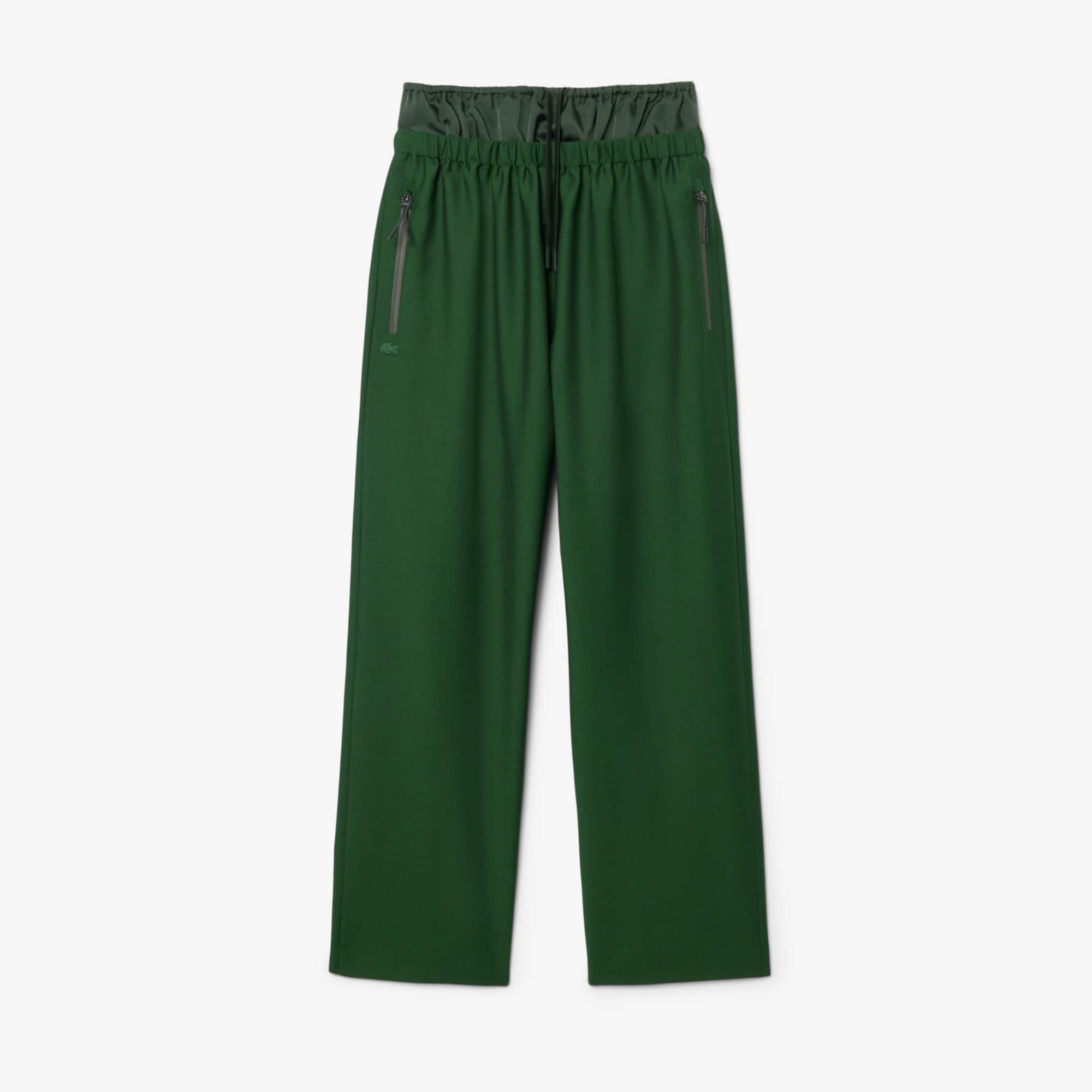 Runway Mixed Fabric Wool Pants