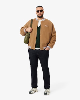 Men's Wool Crocodile Badge Bomber Jacket