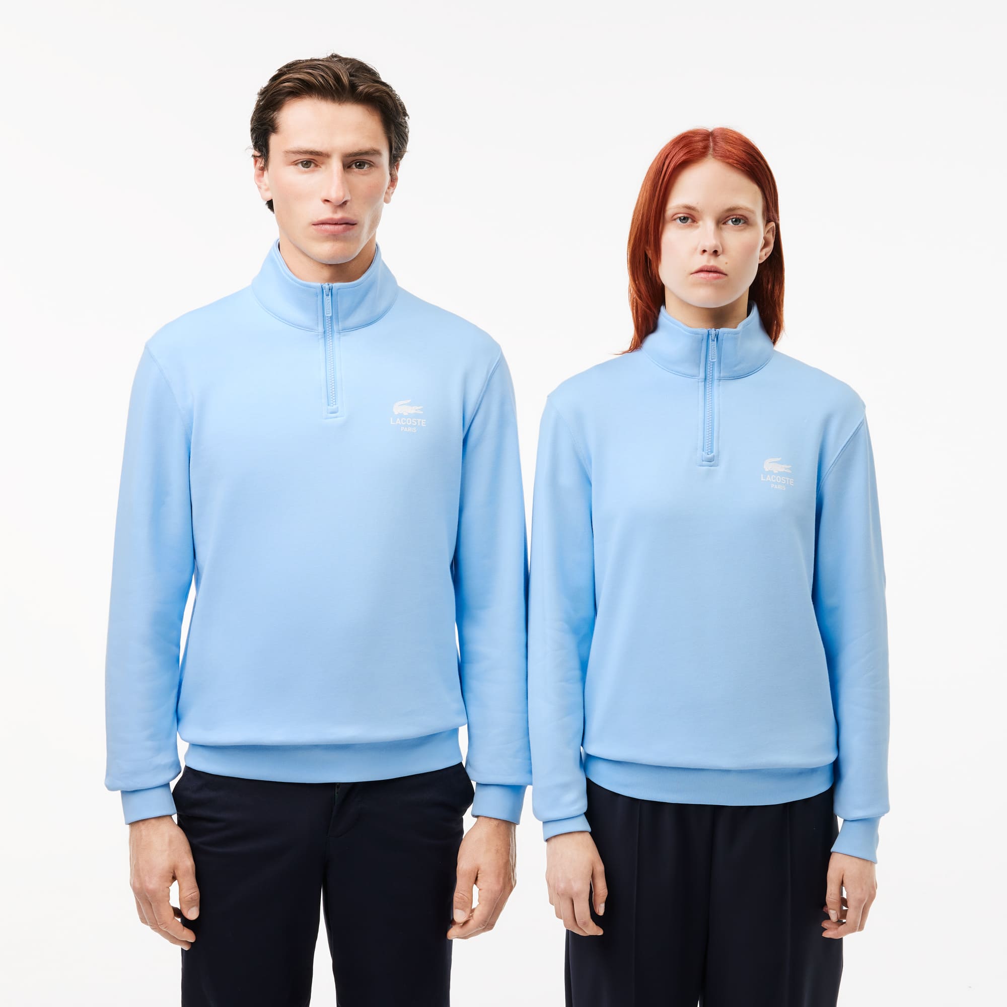 Lacoste Unisex High-neck Zip-up Sweatshirt - Xxl In Blue
