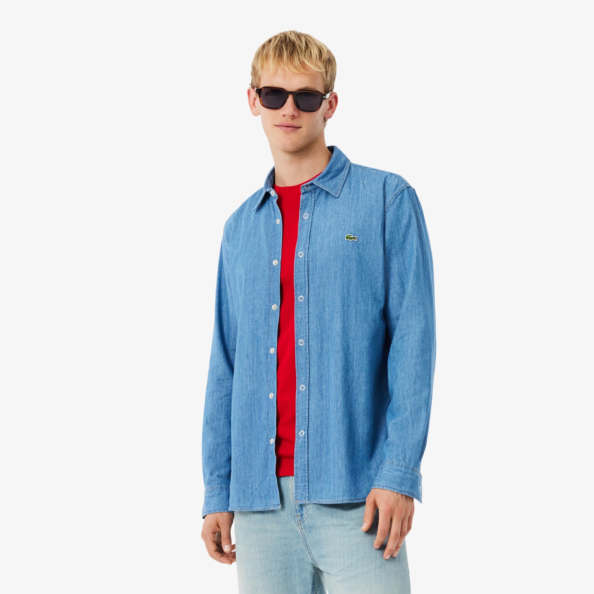 Men's Regular Fit Lightweight Denim Shirt - Button Down Shirts
