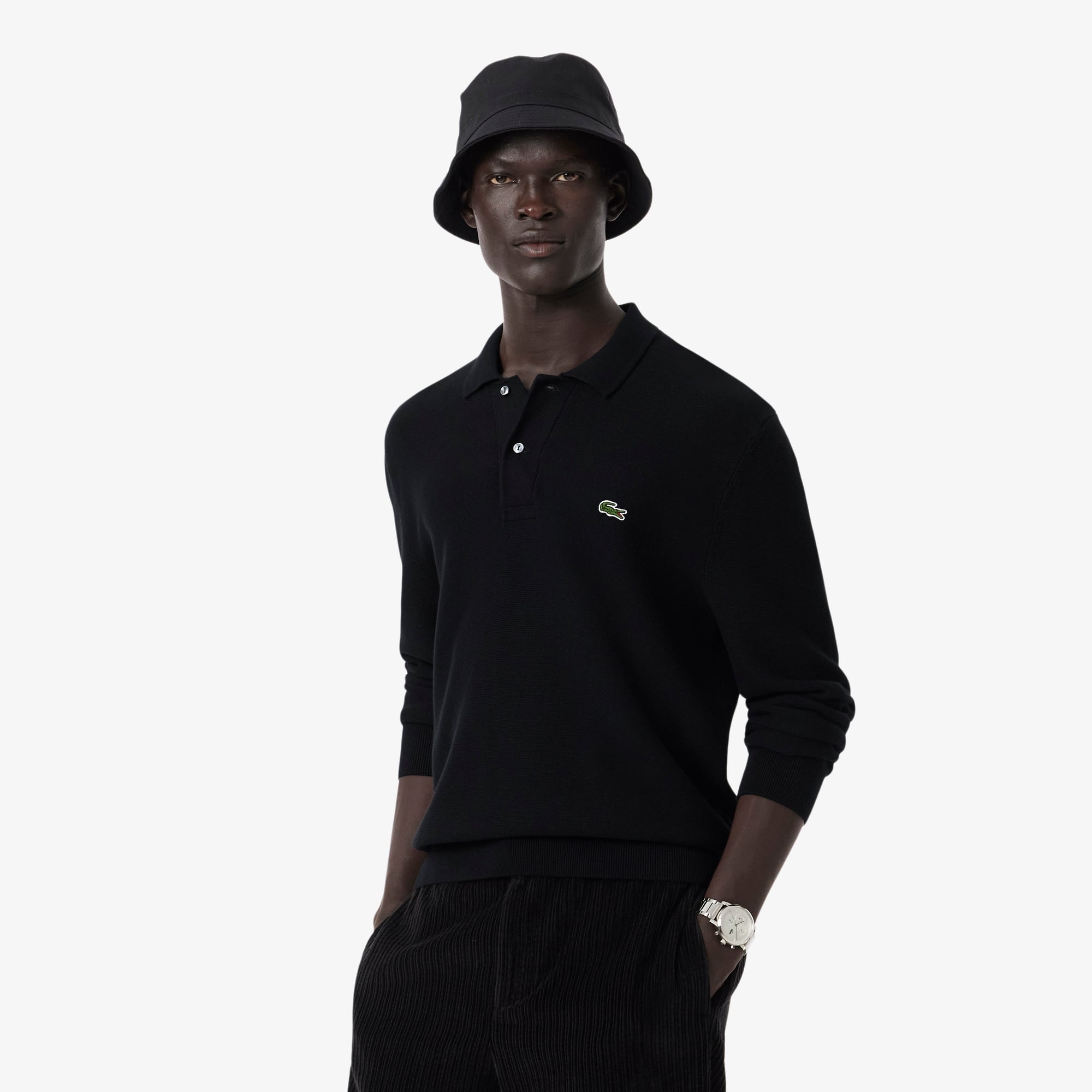 Classic Fit Long Sleeved Knitted Polo Shirt