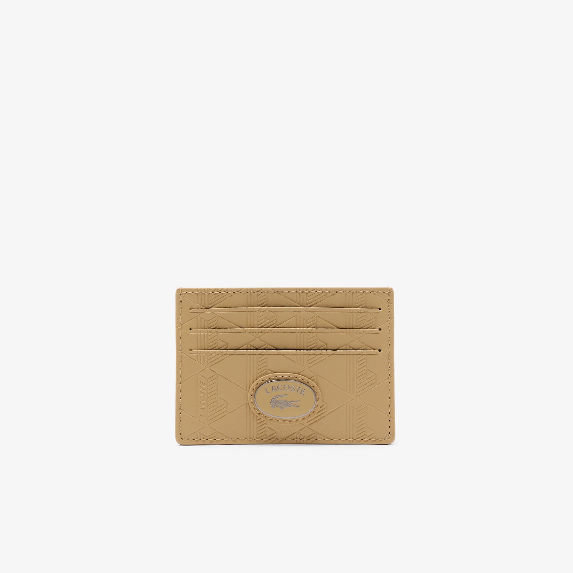Lacoste Monogram Leather Card Holder - One Size In Sand