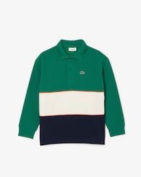 Polo de piqu&eacute; de manga larga en piqu&eacute; de algod&oacute;n color block