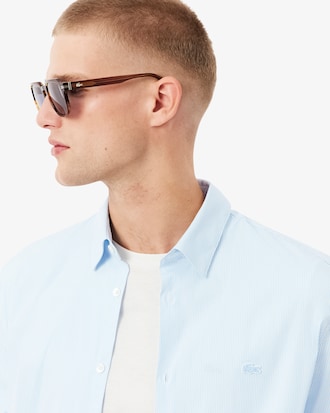 Camisa Slim Fit De Popelina El&aacute;stica A Rayas