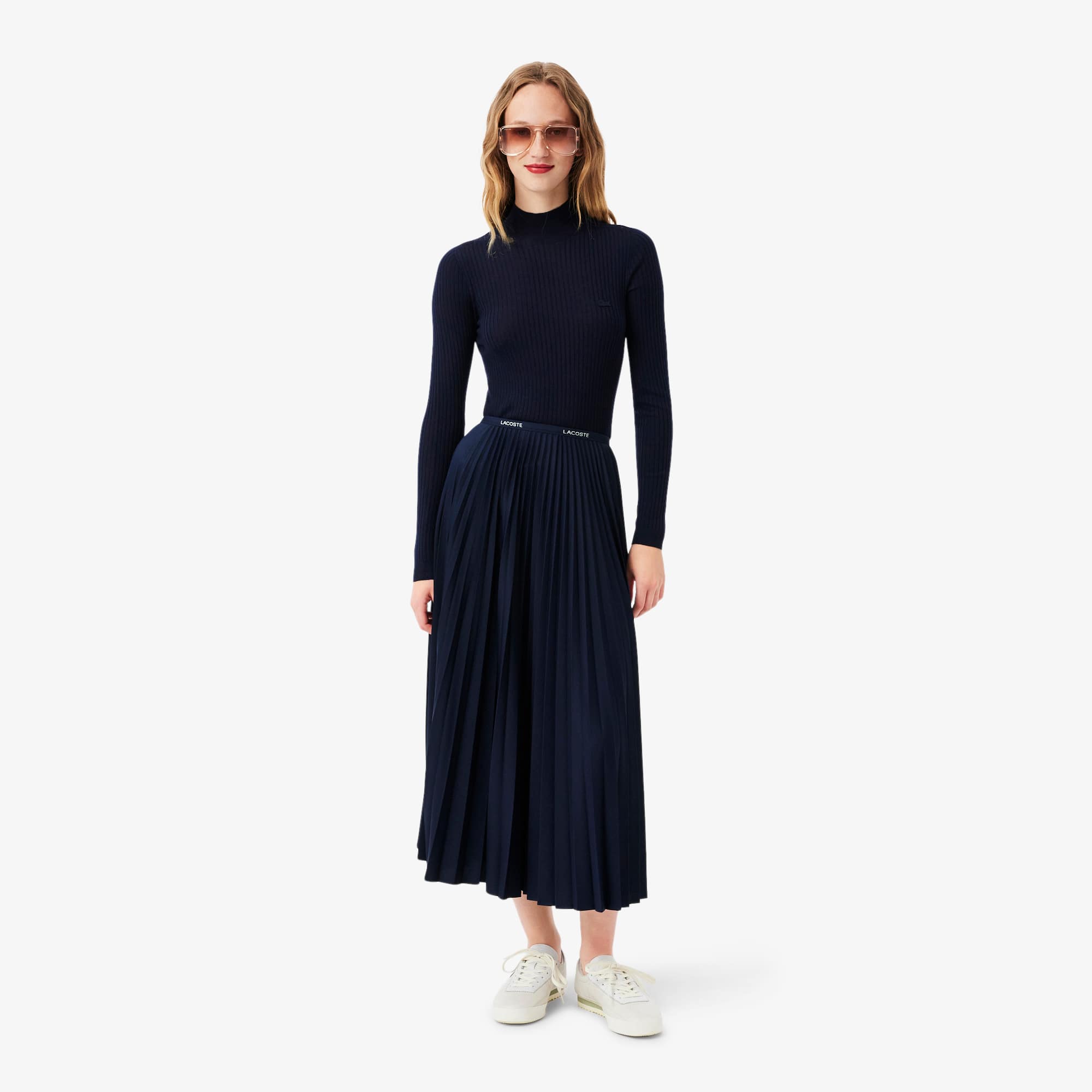 スカート LACOSTE Woman Skirt Blue JF1402 166 Women's Pleated Maxi Skirt - Shorts & Skirts - New In 2025
