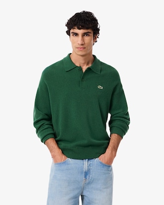 Men's Relaxed Fit Wool Polo Sweater