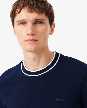 Men's Stretch Piqu&eacute; Striped Collar T-Shirt