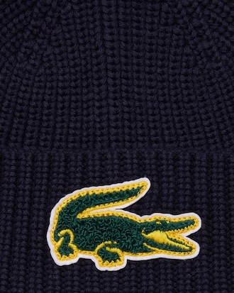 Bonnet Gar&ccedil;on en laine et coton avec badge crocodile