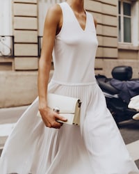 Long Sleeveless Pleated Dress