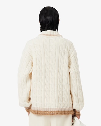 Runway Wool Polo Collar Cable Knit Sweater