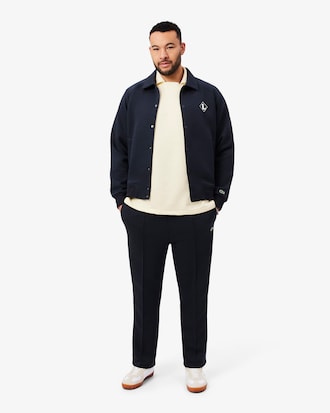 Loose Fit Badge Accent Fleece Polo Shirt