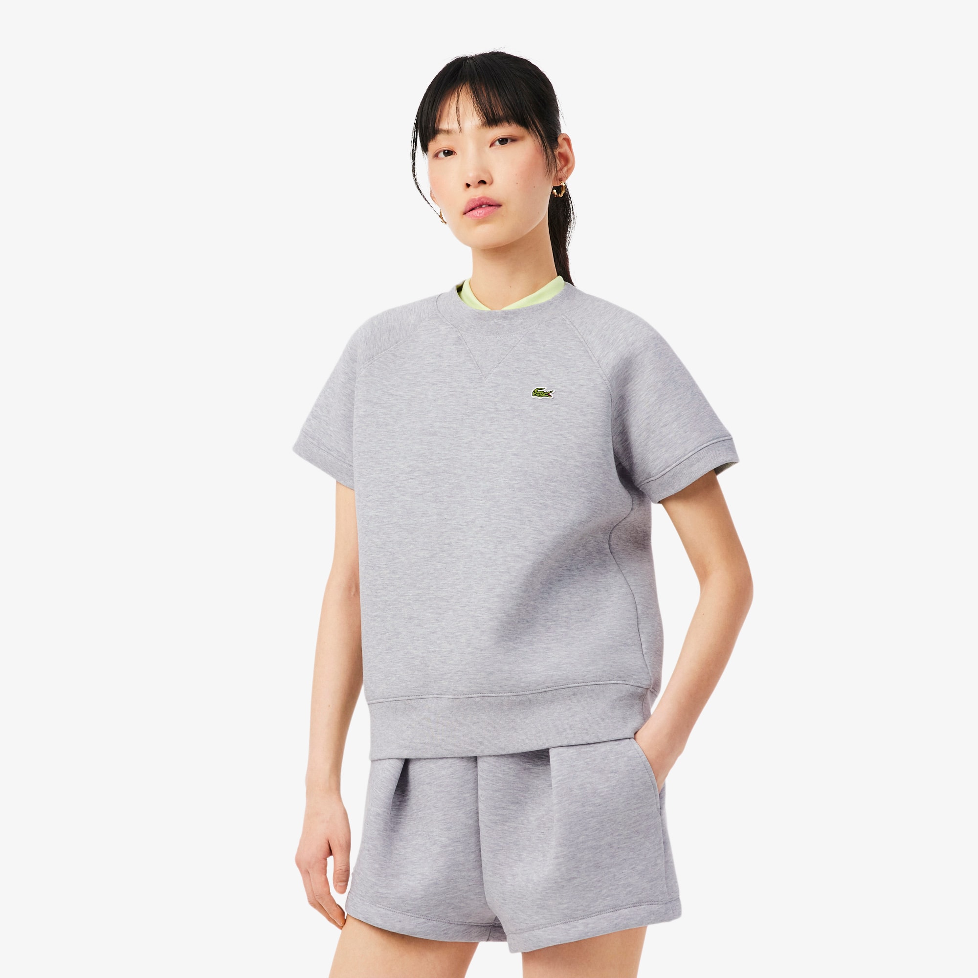 Lacoste Regular Fit Short Sleeved Sweatshirt - Xs (34) In Gray