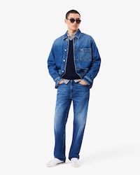 Jeans &iacute;ndigo de corte recto con 5 bolsillos para hombre