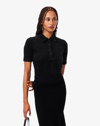 Women's Slim Fit Fuzzy Rib Knit Polo