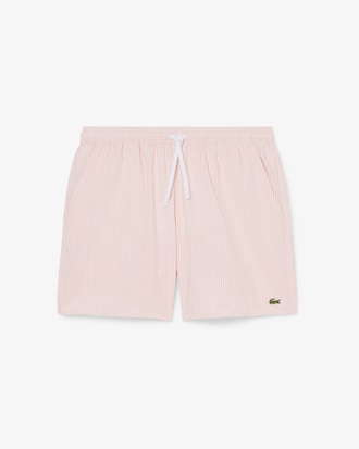 Men's Mid Length Striped Textured Swim Trunks