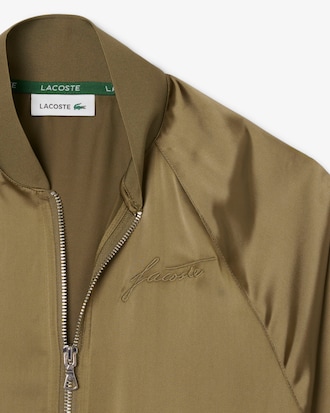 Women's Oversized Embroidered Signature Satin Bomber Jacket
