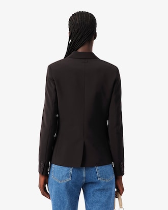 Women's Embroidered Logo Slim Fit Wool Blazer