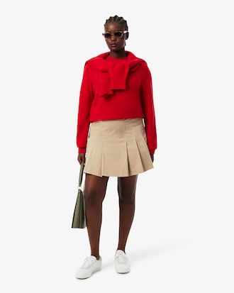 Women's Short Stretch Cotton Pleated Skirt