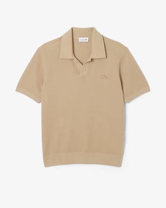 Men's Cotton Blend Open Polo Collar Sweater