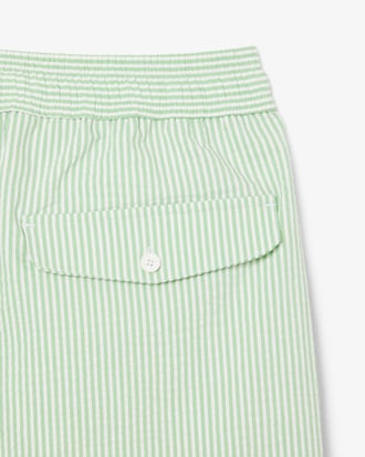 Men's Mid Length Striped Textured Swim Trunks
