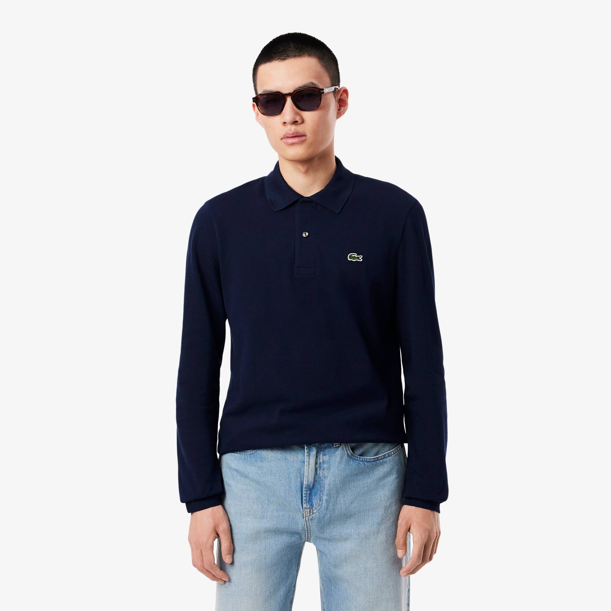 Camisa Polo Manga Longa Lacoste Azul