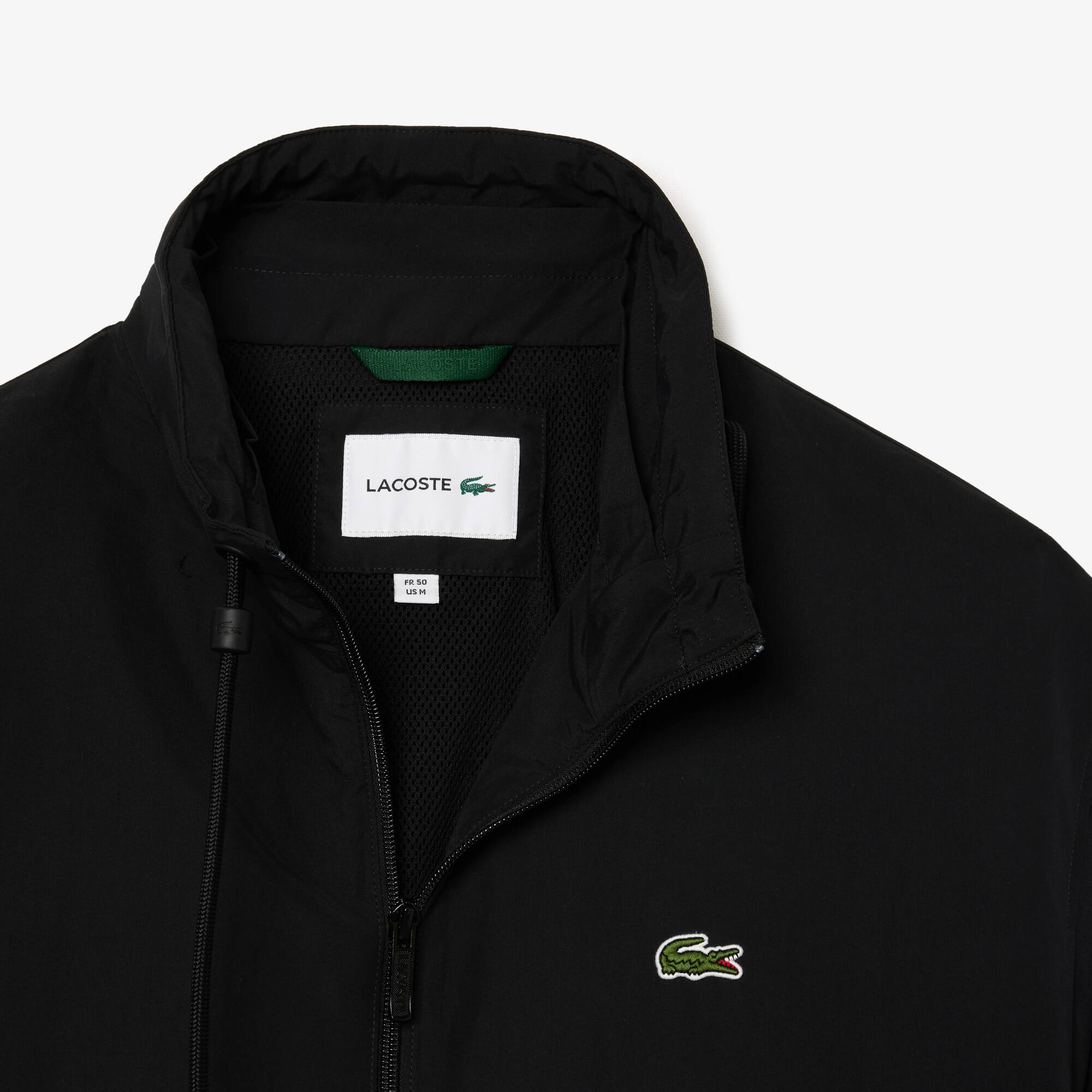 Lacoste ブラック マウンテンパーカー　BH064MJ-99 撥水防風 ドロストコード フーデッド ナイロンブルゾン