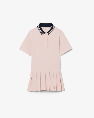 Pleated Skirt Piqu&eacute; Polo Dress
