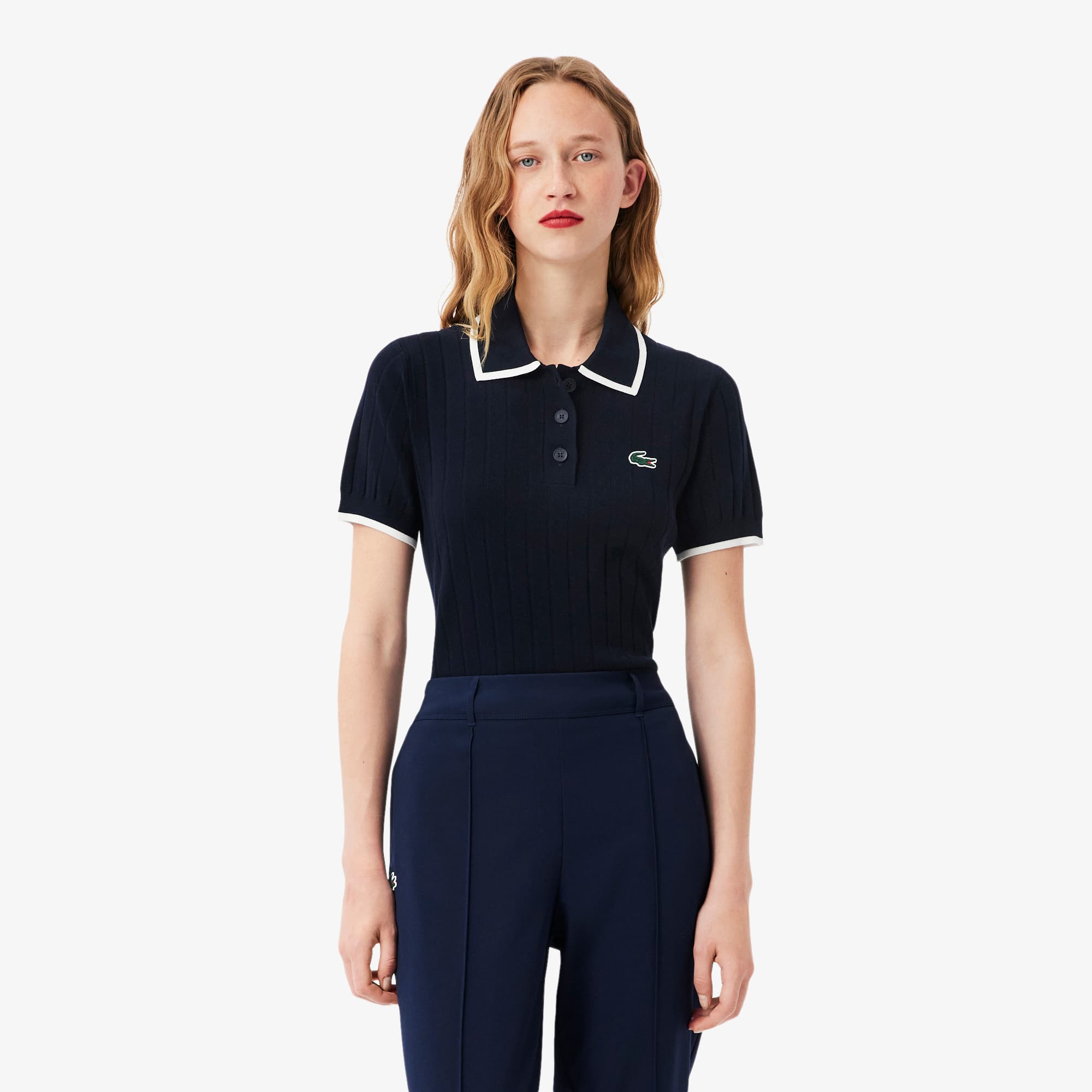 Women's Short Sleeve Polo Collar Golf Sweater - Sweaters