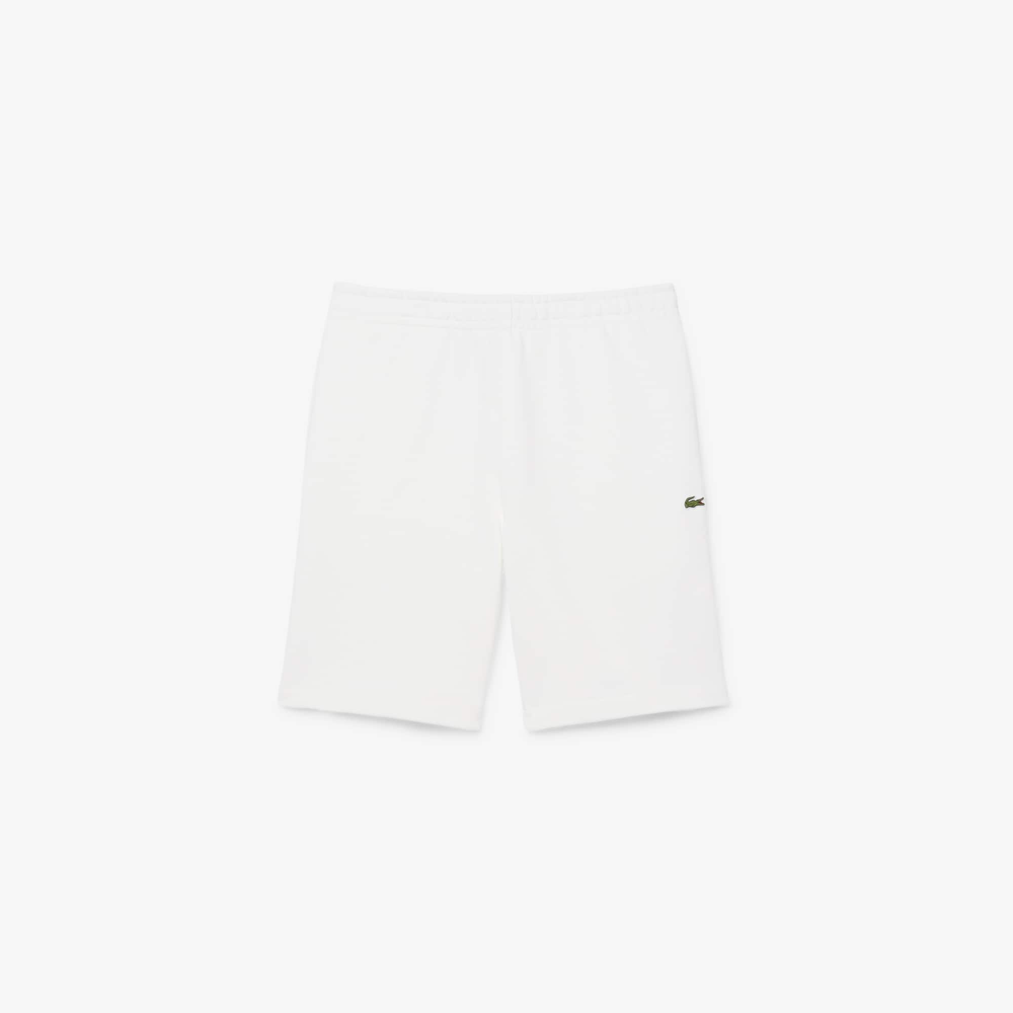 Lacoste Regular Fit Logo Stripe Fleece Shorts In White