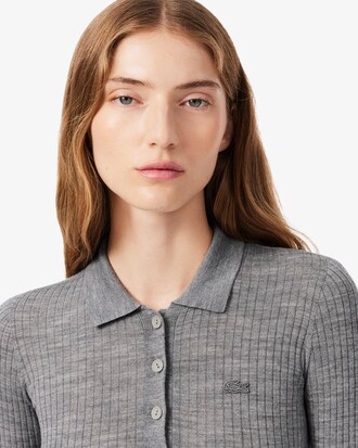 Women's Wool Jersey Polo Collar Sweater
