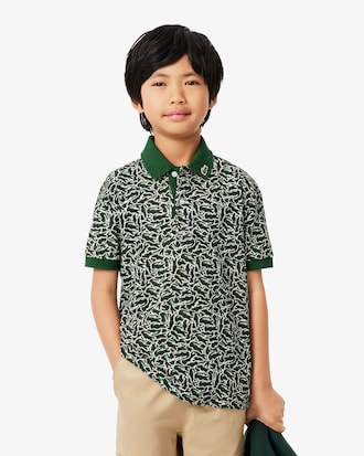Boys' Crocodile Print Piqué Polo
