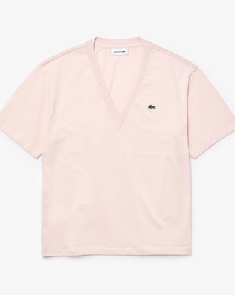 T-shirt &agrave; col V en coton premium