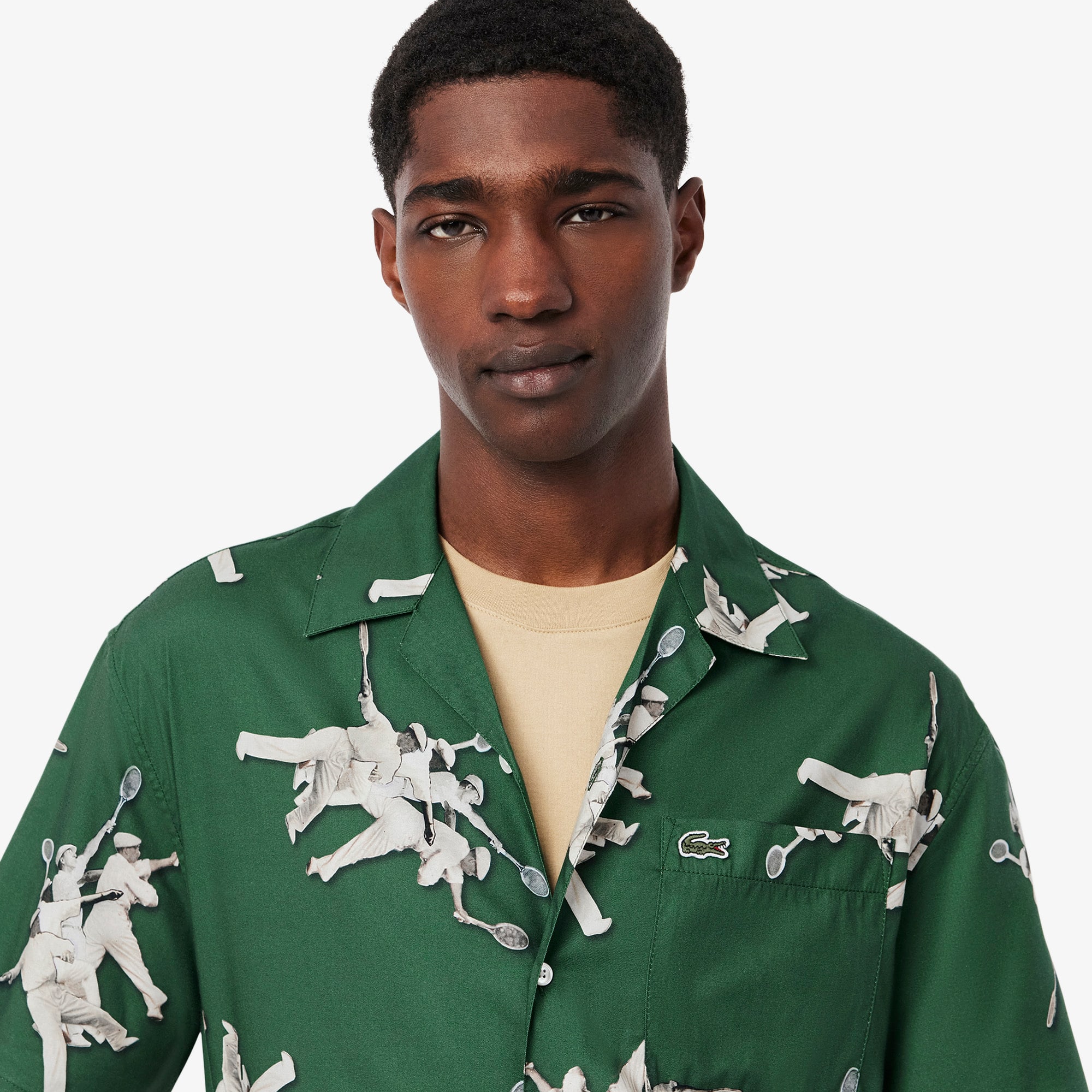 Men's Relaxed Fit René Lacoste Print Shirt - Organic Cotton - New