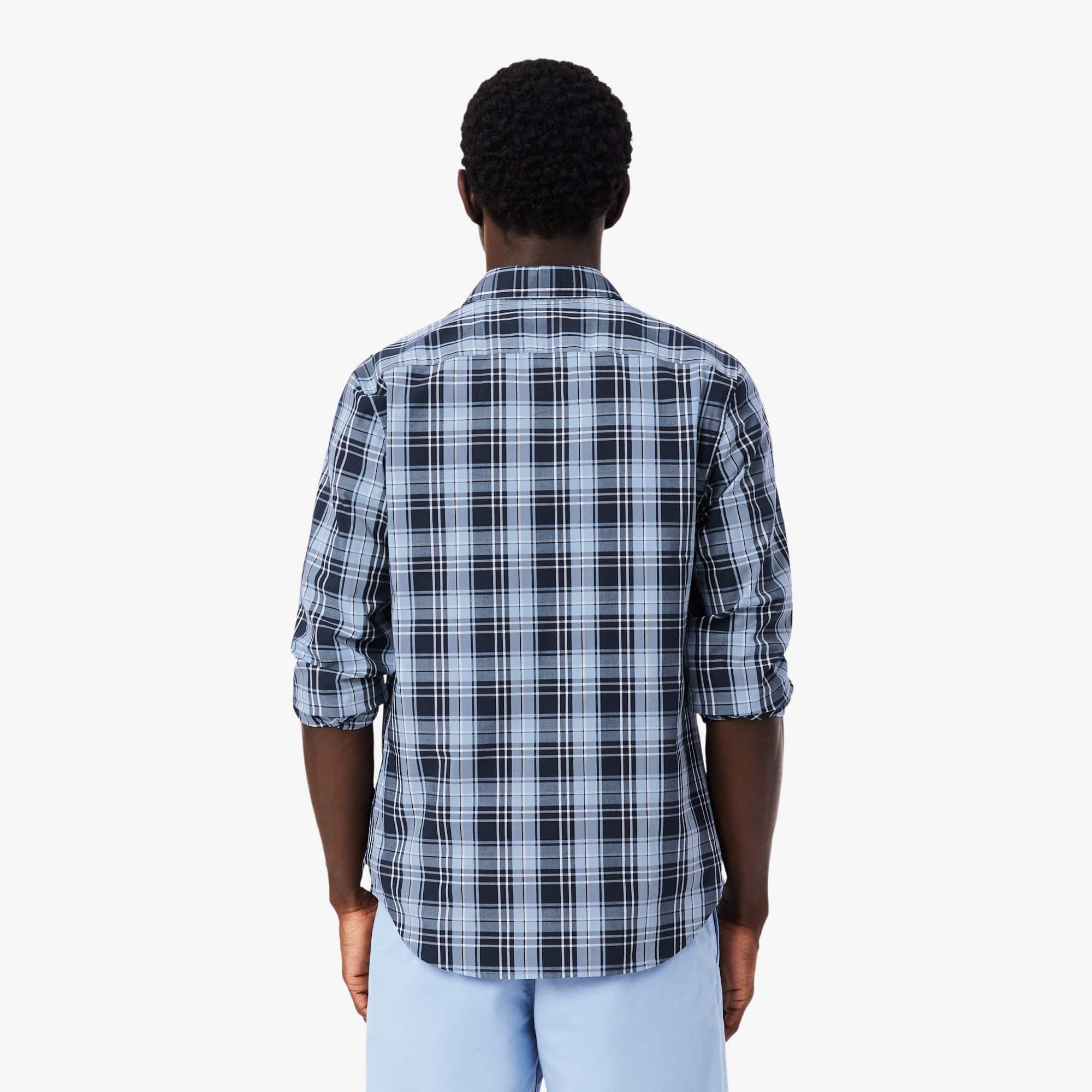 Slim Fit Gingham Print Stretch Poplin Shirt