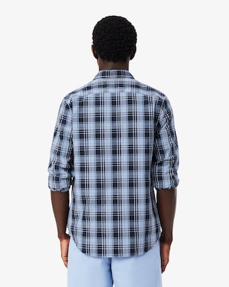Slim Fit Gingham Print Stretch Poplin Shirt