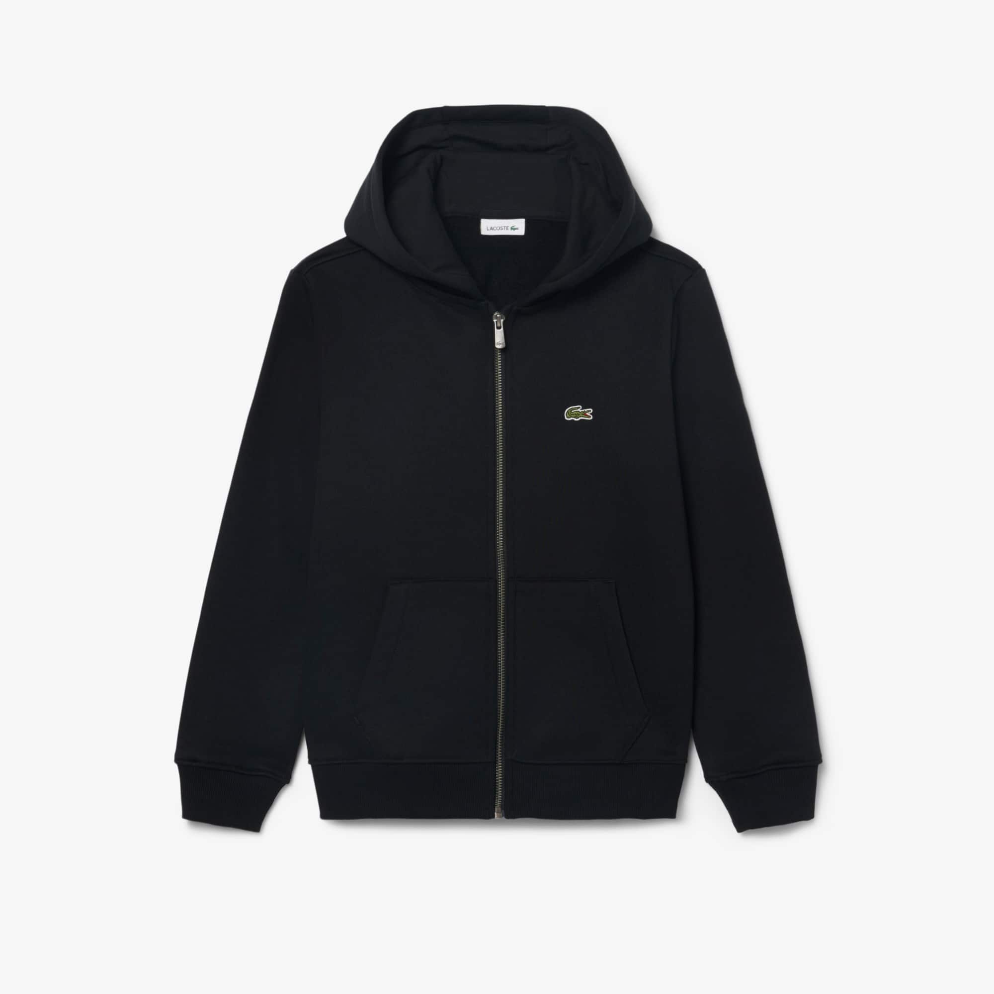 Lacoste Unisex Brushed Fleece Zipped Sweatshirt - 12 Years In Black