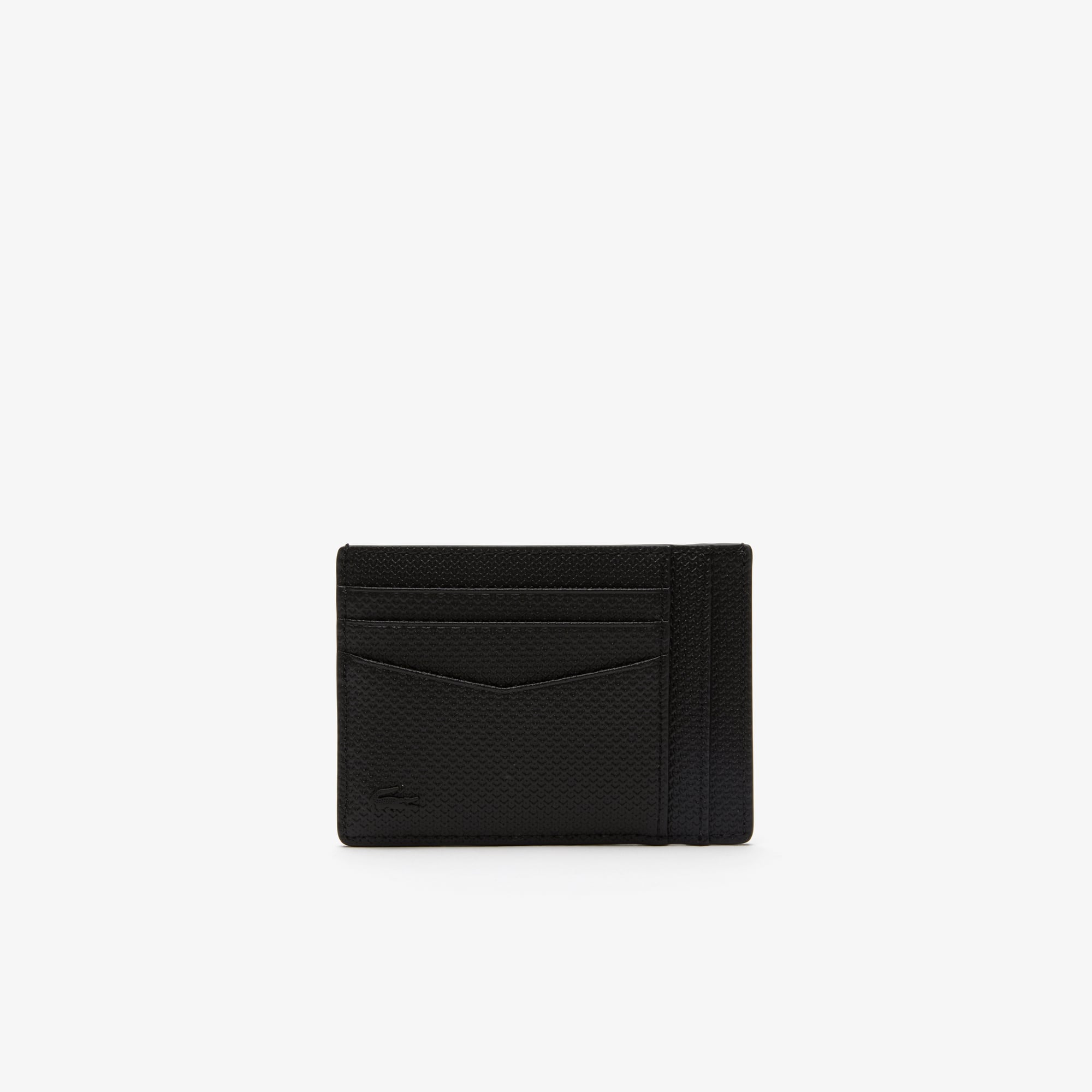 ★LACOSTE★ Men's Shantaco Card Wallet Black NH5026C55G000 Men's Chantaco Piqué Leather Zip Billfold - Wallets & Small