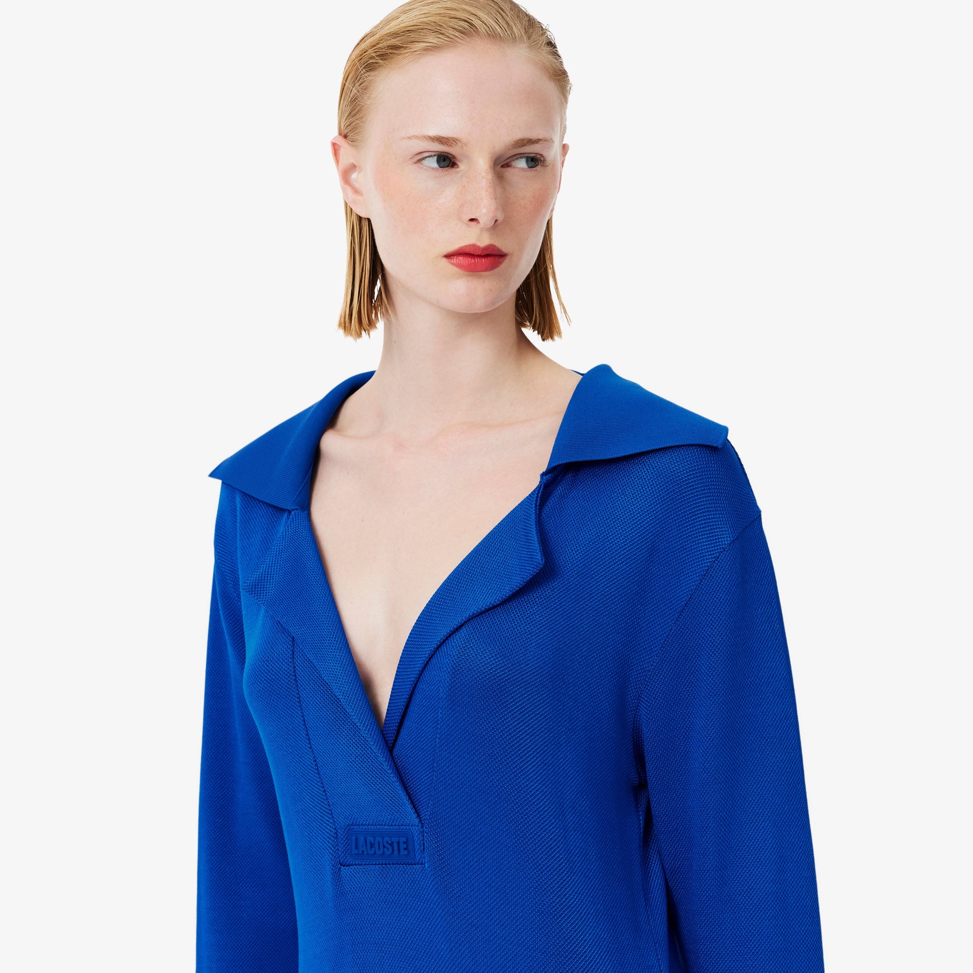 Runway Polo Collar Satin Maxi Dress
