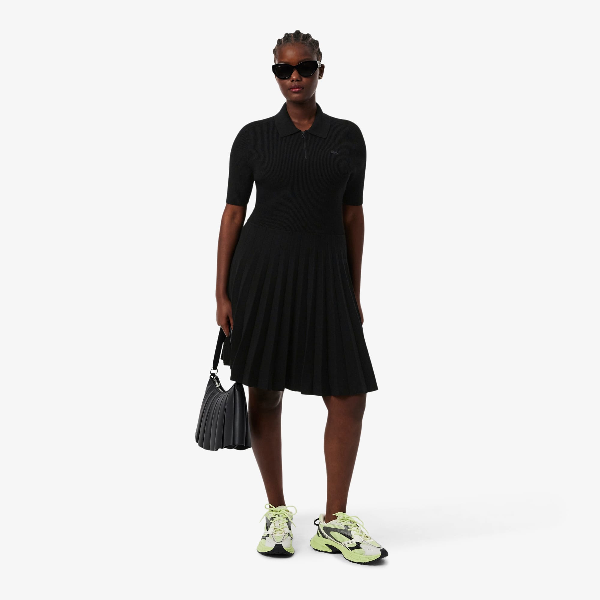 Women's Pleated Polo Collar Dress