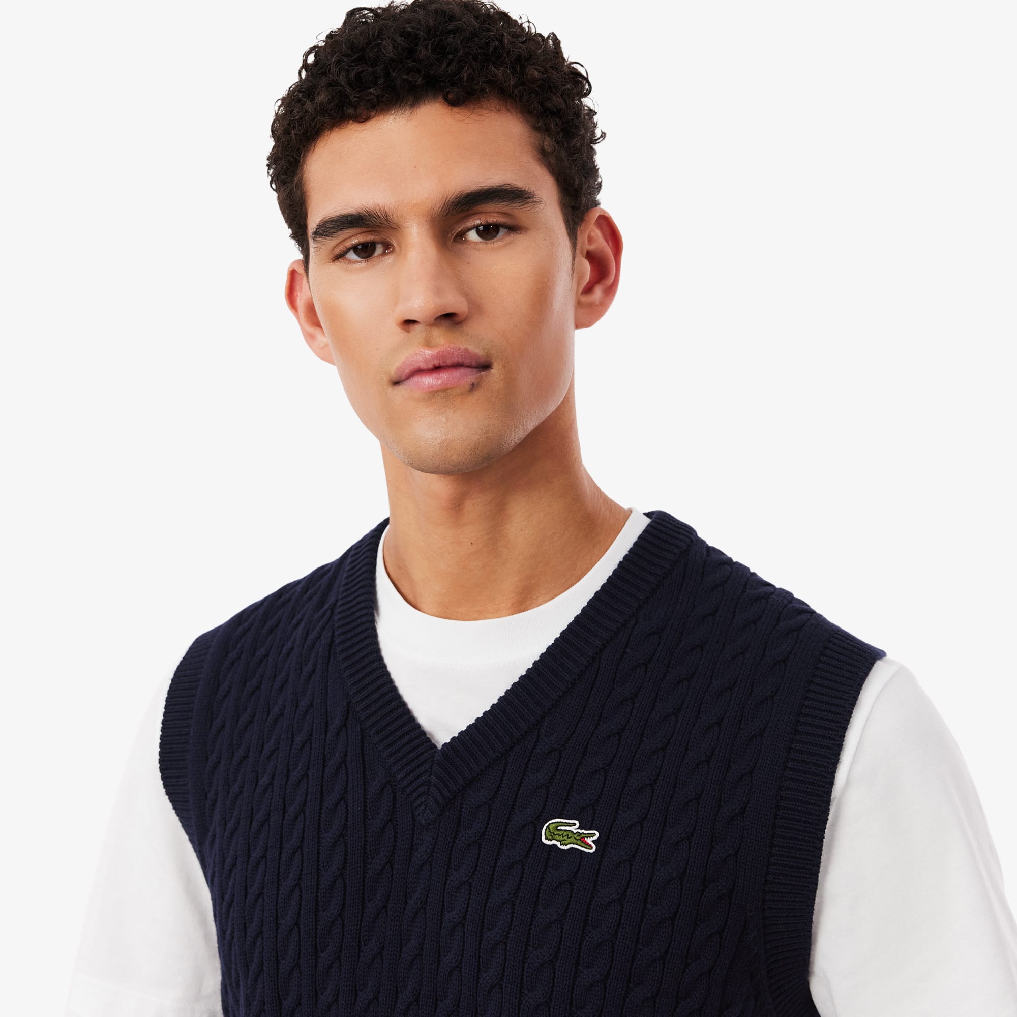 Men's Cable Knit Cotton Sweater Vest - Sweaters & Sweatshirts