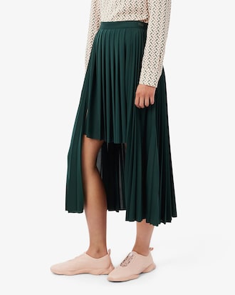 Jupe longue jersey pliss&eacute;e asym&eacute;trique